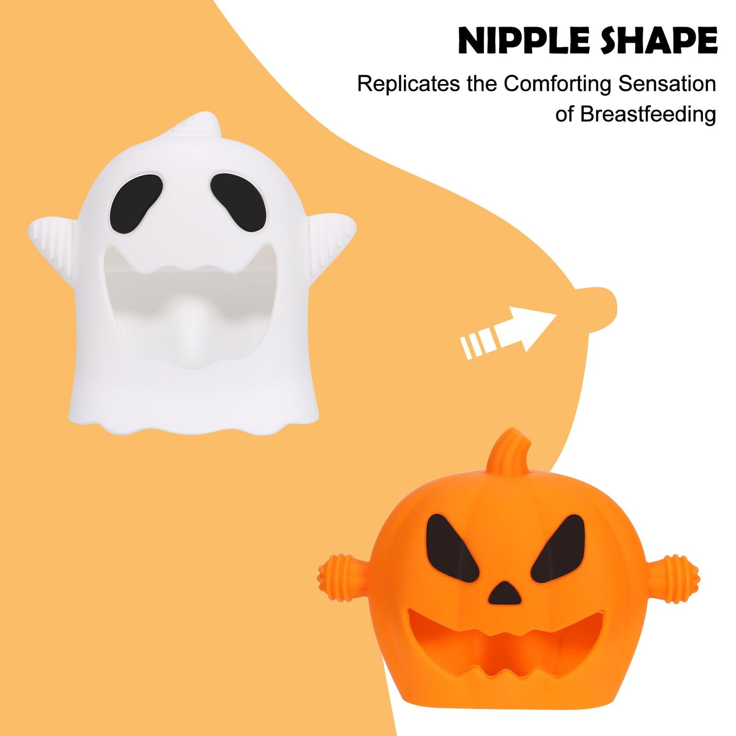 Halloween Baby Teething Mitten Toys 2Pack, Silicone Pumpkin & Ghost Teethers for Newborns, Infants & Toddlers, Easy-Grip Hand Teething Gloves for Relief, Perfect Baby’s First Halloween Basket Stuffers