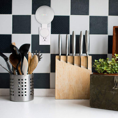 Caremoo Google Nest Mini Wall Mount Holder, Space-Saving Design Outlet Mount, Perfect Cord Management for Google Nest Mini 2nd Generation (White)