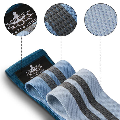 Hatha Yoga Large Resistance Band,14.5" x3.15",Fabric Exercise Loop Bands with Instruction Guide and Carry Bag, Set of 3.