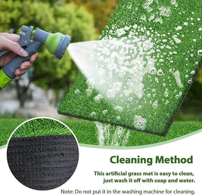 STARROAD-TIM 80 * 130 CM Fake Grass Pee for Dogs Artificial Grass Rug Pad for Puppy Potty Washable Grass Mat for Pet Training with Drainage Hole and Easy to Clean