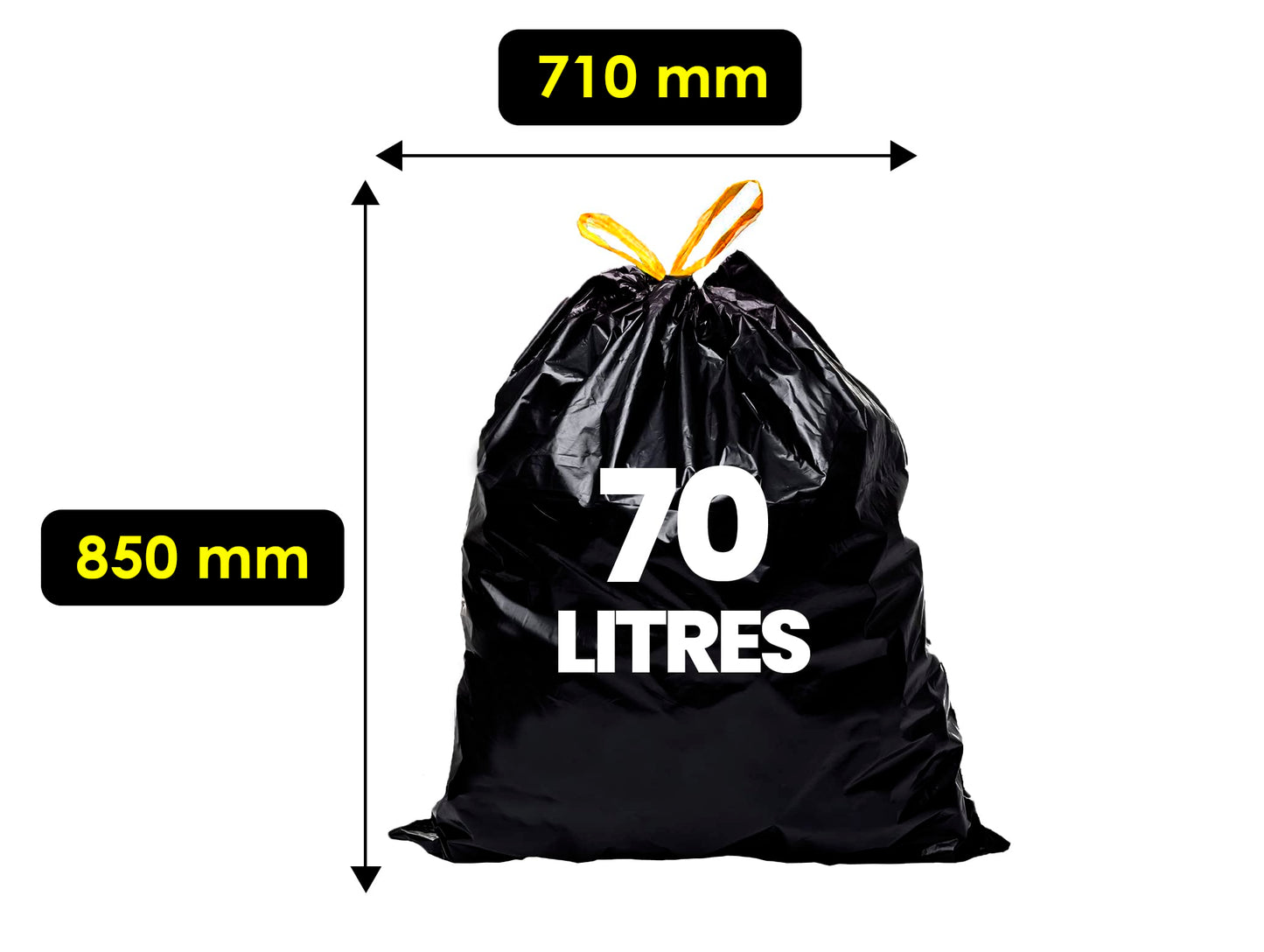 Haya Home 70L litre 40 Drawstring Bin Bags Heavy Duty Swing Bin Liners Black Plastic Refuse Sacks tie top handle large Waste Dustbin Bags for Kitchen Home Office DIY Garden 100% Recycled Material