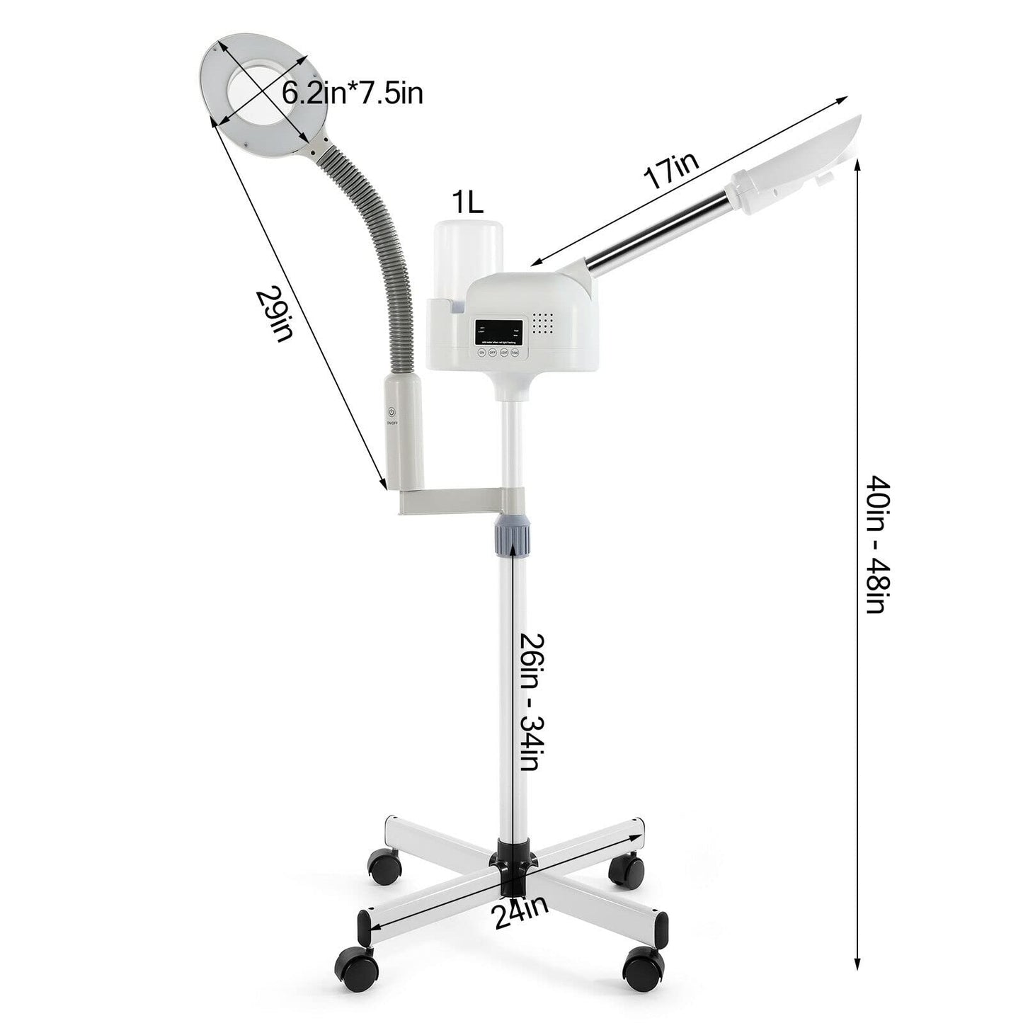 Professional 3 in 1 Facial Steamer Upgrade Esthetician Steamer with hot & Cold Nozzle 5X LED Magnifying Lamp Beauty Salon Spa