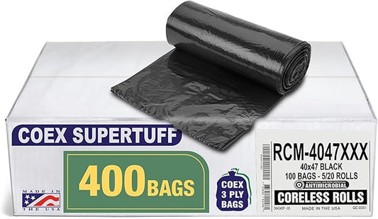 Aluf Plastics - 3 Ply Trash Bags, 45 Gallon, 2 Mil