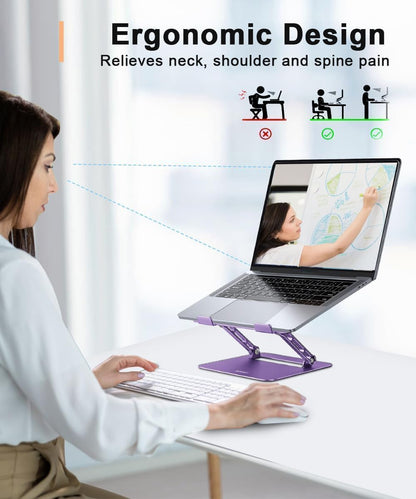 Aoviho Adjustable Laptop Stand for Desk,Portable Laptop Stand Holder and Riser,Foldable Aluminum Notebook Computer Stands for MacBook Air Pro HP Lenovo Dell Samsung Chromebook, 10-15.6 inch, Purple