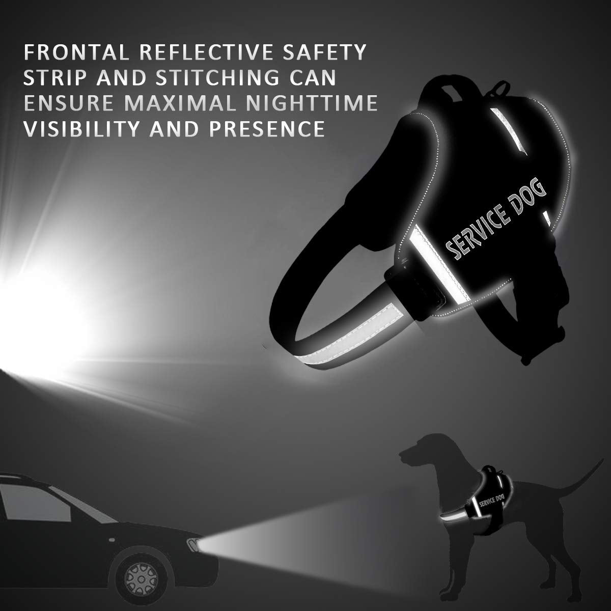 JSXD Dog Harness,No-Pull Service Dog Harness with Handle Adjustable Outdoor Pet Dog Vest 3M Reflective Nylon Material Vest for Breeds,Easy Control for Small Medium Large Dogs