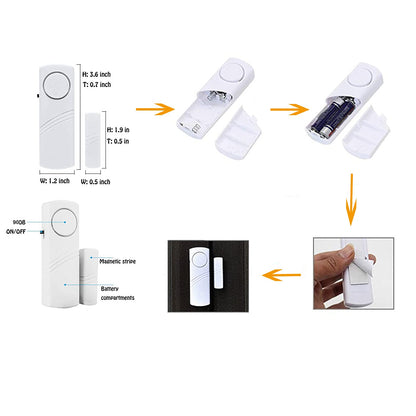 2 Pack Door Alarms for Home Security, Window Door Alarms, Window Alarm Sensors, DIY Protection Burglar Bell Alarm for Home,Office