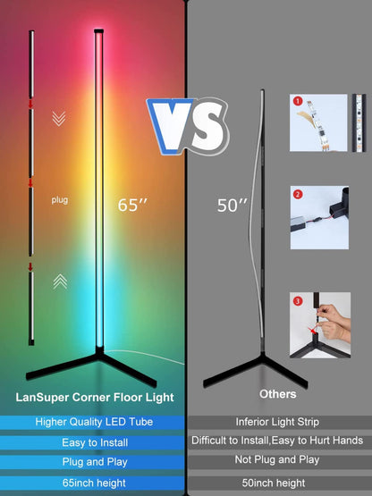 DeeprBling Smart LED Floor Lamp, 165cm, 16 Million Colour Changing Standing RGB Corner Light with Music Sync, Remote & App Control, DIY Mode & Timing, Modern Mood Lighting for Living Room