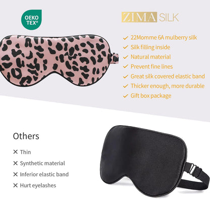 ZIMASILK Adjustable 100% 22 Momme Mulberry Silk Sleep Mask for Sleeping, Filled with Premium Mulberry Silk, Softest & Breathable Blackout Eye Sleeping Mask (Black)