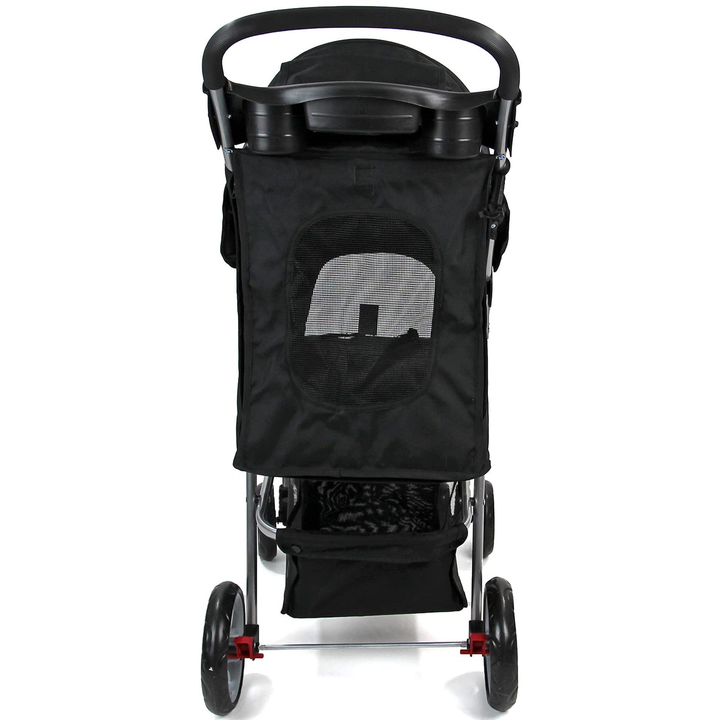 Foldable Pet Stroller with Weather Protection and Swivel Wheels 15 kg Carrying Capacity - Black