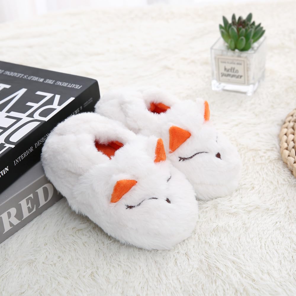 LZSYC Girls Cute White Fox Warm Slipper Indoor,US5-6