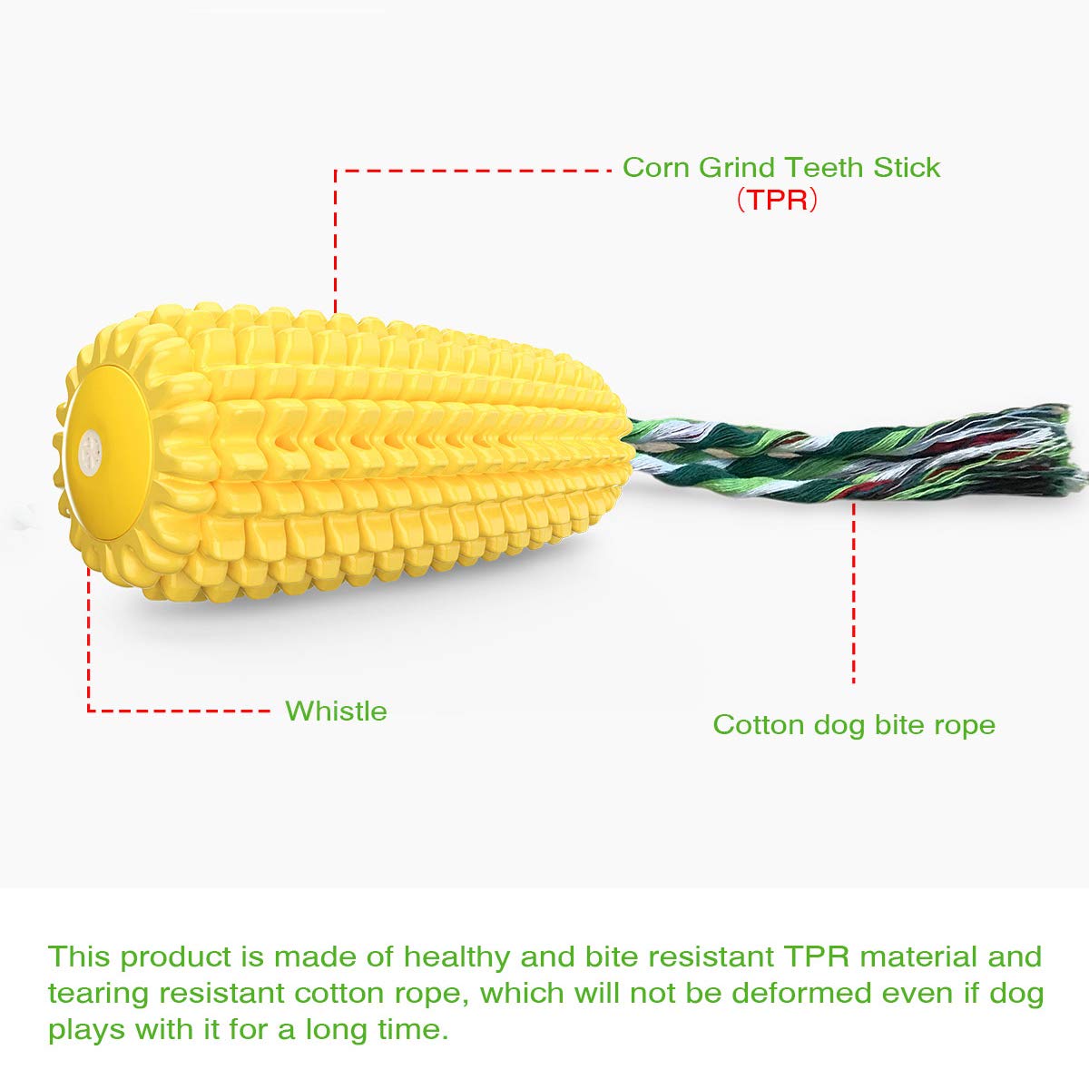 Carllg Dog Chew Toys for Aggressive Chewers, Indestructible Tough Durable Squeaky Interactive Dog Toys, Puppy Teeth Chew Corn Stick Toy for Small Medium Large Breed