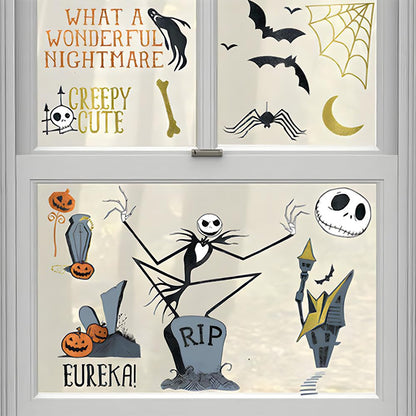Disney Tim Burton's Nightmare Before Christmas Glitter Window Decoration - 17"x12" (1 Count) - Made of Vinyl with Glitter, Perfect Halloween Decor