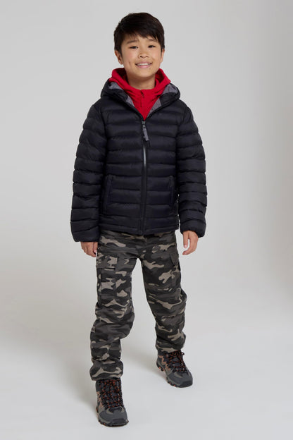 Mountain Warehouse Seasons Padded Kids Puffer Jacket - Water Resistant & Lightweight Insulated Rain Coat, Boys & Girls - Spring Summer, School, Travelling Black Teen Size 13 Years