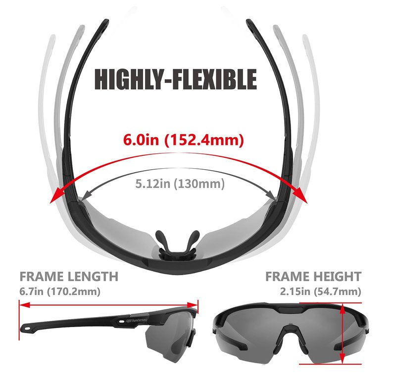 HTS HUNTERSKY S59 Smoke Grey Ballistic Tactical Shooting Glasses ANSI Z87+ Polarized Anti-Fog UV400 Eyewear for Airsoft Range Security and Outdoor Sports, for Men and Women