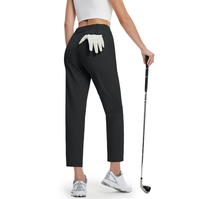 M MAELREG Womens Track Pants 7/8 Ankle Elastic Waist Drawstring Lounge Workout Petite Dress Golf Pants for Women Black