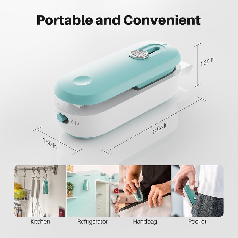 Mini Bag Sealer - 2 in 1 Heat Seal and Cutter for Snacks & Food Storage | Portable Handheld Design