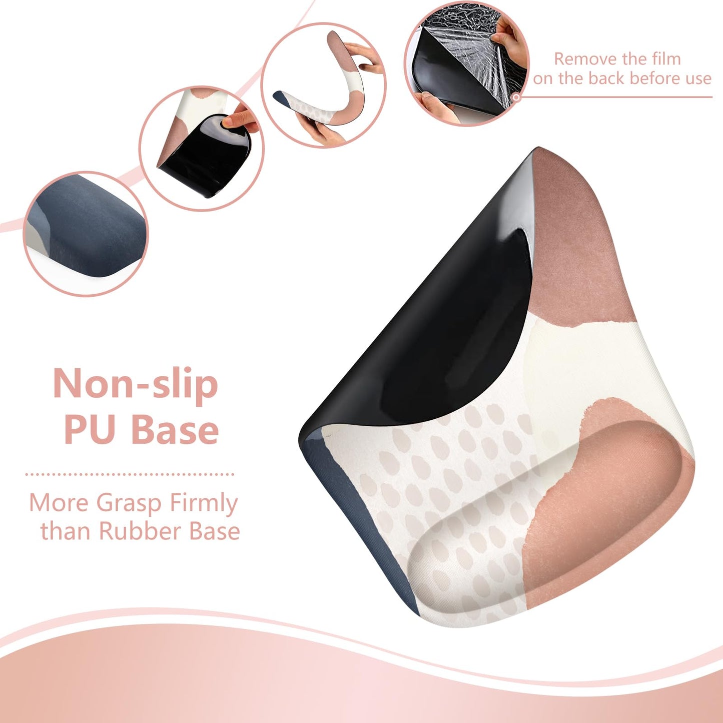 HAOCOO Ergonomic Mouse Pad and Keyboard Wrist Rest Set, Gel Wrist Rest for Computer, Gaming Mouse Pad for Office Home, Pink Boho