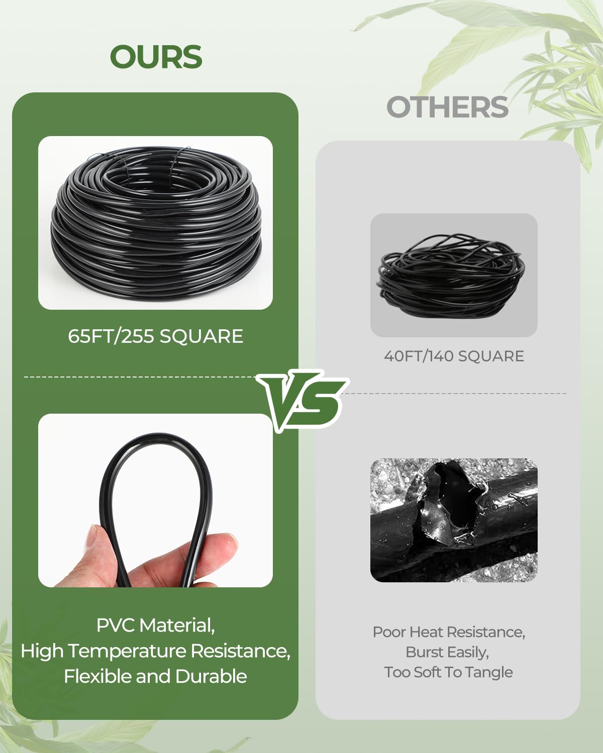 Drip Irrigation System for Watering Garden: 65FT Hydroponic Misting Device Kit with Tubing Hose for Potted Plants Outdoor Indoor Greenhouse Patio Raised Growing Flower Bed Lawn Tree