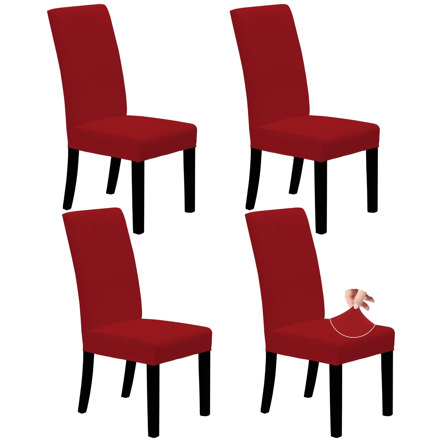 Easy-Going Dining Chair Covers Stretch Dining Room Chair Covers Set of 4, Parsons Chair Slipcovers for Dining Room, Ceremony, Banquet, Christmas Red
