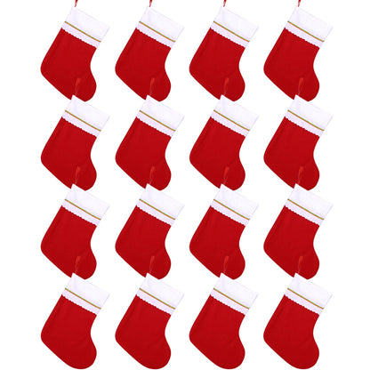 Cooraby 16 Pack Red Felt Christmas Stockings 9 Inches Xmas Fireplace Hanging Stockings Holiday Decorations Stockings for Christmas Decorations
