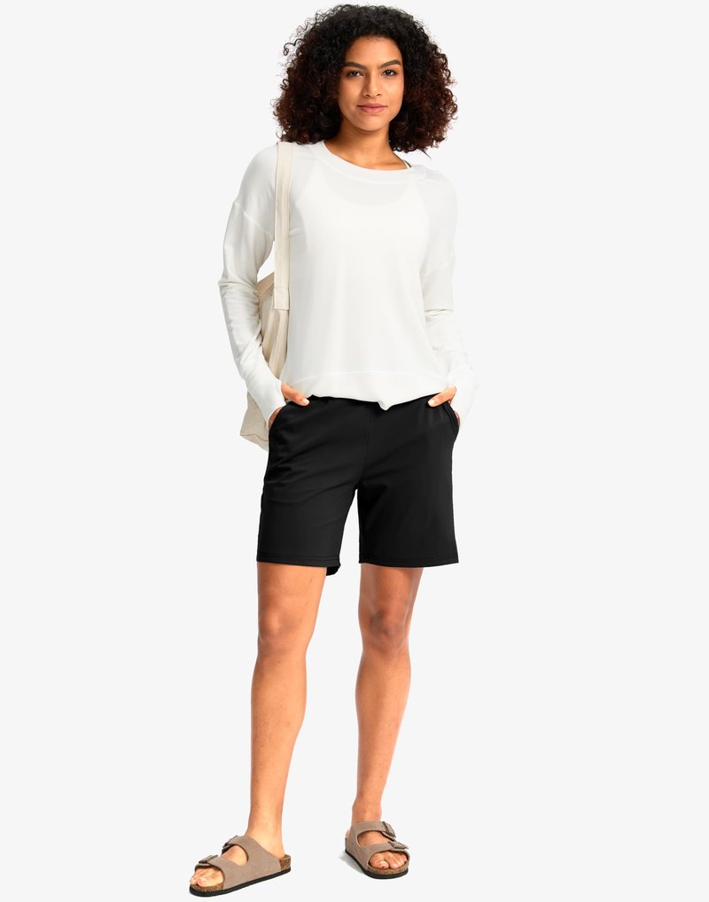 G Gradual Women's Bermuda Long Shorts with Pockets 7" High Waisted Knee Length Shorts for Women Walking Athletic Workout(Black-L7,3XL)