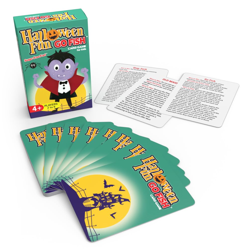 Halloween Fun Go Fish, a Family Game for Kids Ages 4 and Up - Play Go Fish, Old Maid and Slap Jack Using The Same Deck