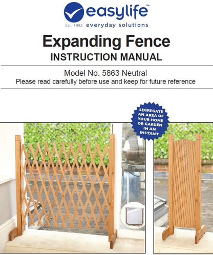 Easylife Solid Wood Expanding Fence, Mobile and Movable Fence, Gardeners & Pet Owners, Fold-able Design and Lightweight, H:90cm x W:30-190 cm from Easylife Lifestyle Solutions - Natural Wood