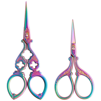 Asdirne Embroidery Scissors, Stainless Steel Sharp Tip Scissors, DIY Tools for Embroidery, Craft, Needle Work, Art Work & Everyday Use, 2 Pcs, 4.7"/5.3", Colourful