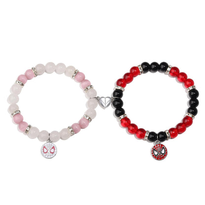 Miss Pink Spider Matching Bracelets for Couples Gf And Bf, Best Friend Bracelets Christmas Anniversary Bracelet Gifts for Boyfriend Husband Spider Bead Jewelry for Women Men Her (SSN)