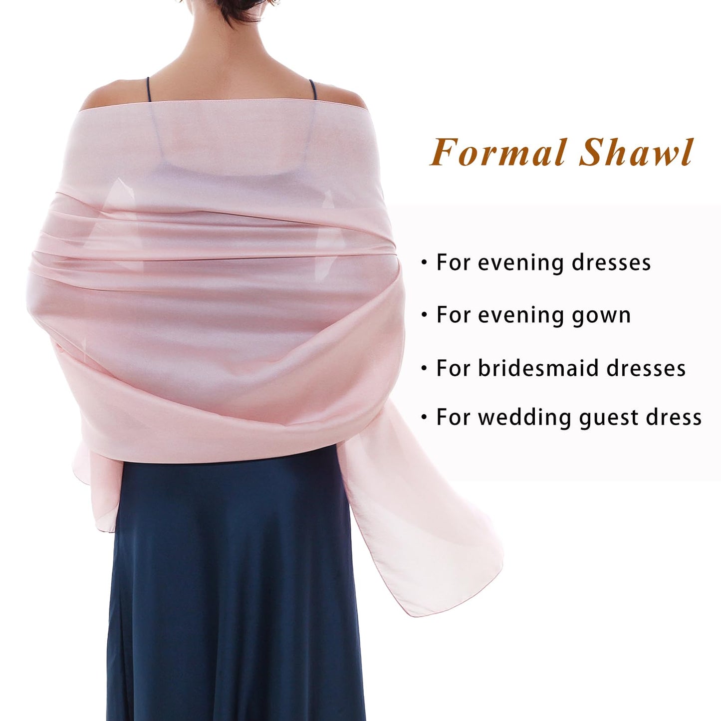 RIIQIICHY Ladies Pink Scarf Pashmina Shawls and Wraps for Weddings Like Silk Chffion Scarf for Women Evening Dresses