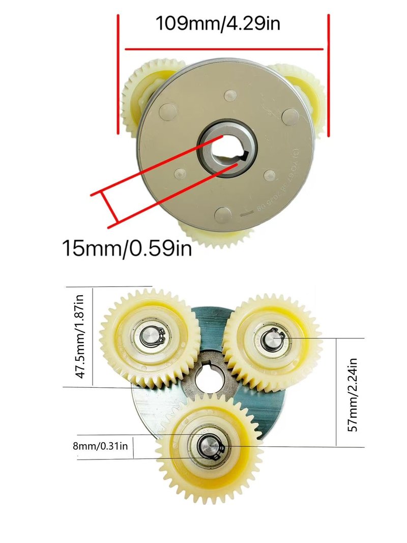 INXING 36T Nylon Planetary Gear Clutch Kit for 500W-1000W Left-Outlet E-Bike Hub Motor, E-Bike Motor Replacement Parts, Suitable for Electric Fat Tire Bike, Retro Bike