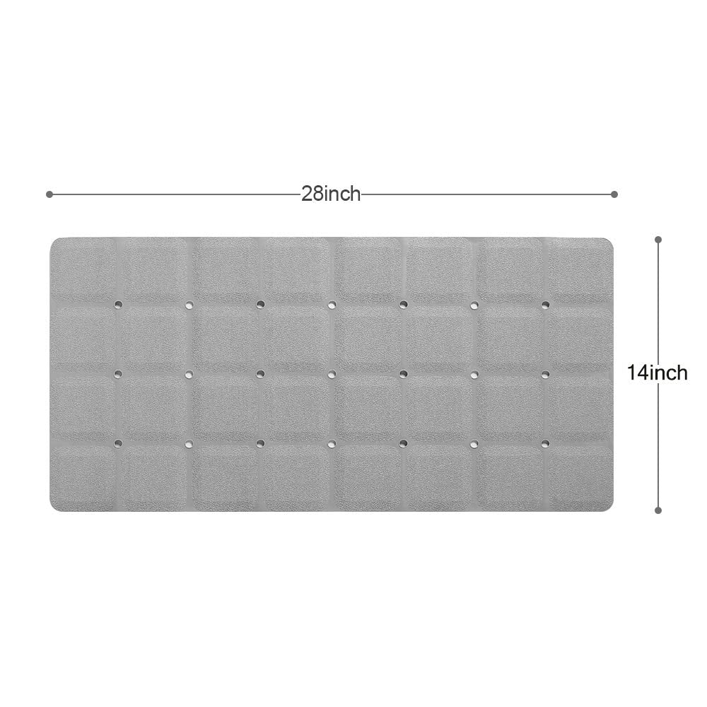 Webos Foldable Non Slip Silicon Bath Mat Bathtub mat no Suction Cups Shower mats for Textured Tub and Reglazed Tub (Foldable -Grey, 28-inch x 14-inch)
