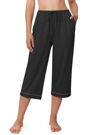 Ekouaer Womens Pajamas Pants Capri Pj Bottoms with Pockets Comfy Drawstring Printed Lounge Soft Sleep Pants