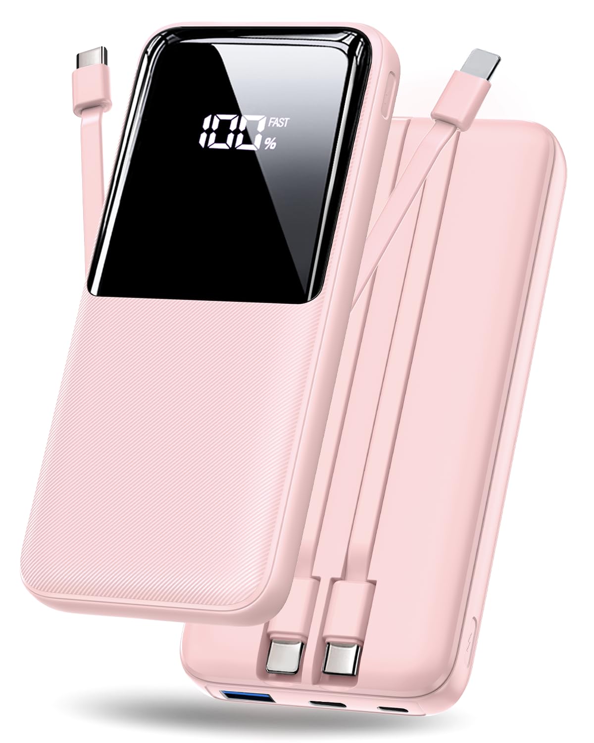 Portable Charger Power Bank - 15000mAh Fast Charging Powerbank Travel Camping Essential Battery Pack with Built in 22.5W Output Cable Compatible with iPhone 17 16 15 14 13 Samsung Google iPad, 1 Pack