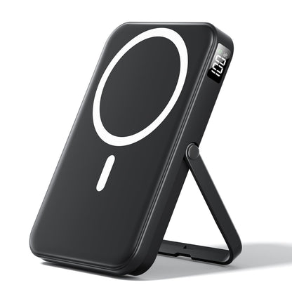 for Magsafe Battery Pack 10000mAh Power Bank with Foldable Stand Portable Charger,PD 22.5W Fast Charge,Travel Essential Wireless Charger for iPhone 17/16/15/14/13/12 Series–Black