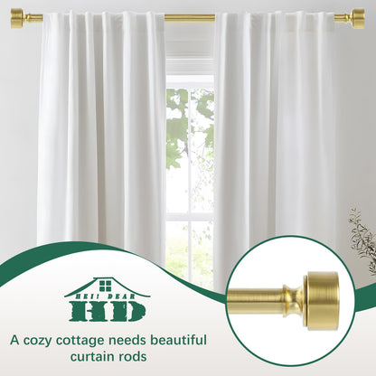 Gold Curtain Rods for Windows 28 to 48 Inch(2.3-4ft), 1 Inch Diameter Heavy Duty Curtain Rod, Adjustable Decorative Drapery Poles 18-45", Brushed Gold