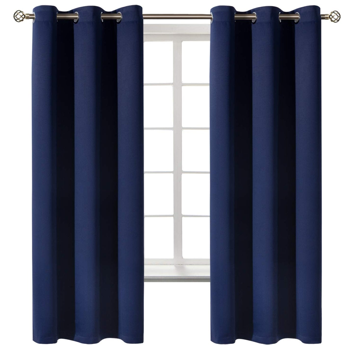 BGment Blackout Curtains for Bedroom 63 Inches Long - Navy Blue Room Darkening Thermal Insulated Sunlight Blocking Grommet Window Drapes for Kids Boys Room, Set of 2 Panels, 42 x 63 Inch