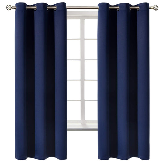 BGment Blackout Curtains for Bedroom 63 Inches Long - Navy Blue Room Darkening Thermal Insulated Sunlight Blocking Grommet Window Drapes for Kids Boys Room, Set of 2 Panels, 42 x 63 Inch