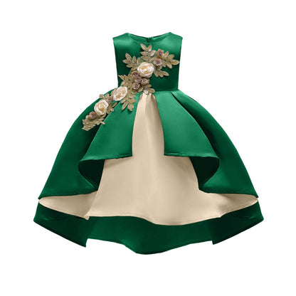 Pageant Dresses for Girls Party Kids Tea Knee Length Vintage Halloween Performance Prom Dresses 8T 8 Years (Green,140)
