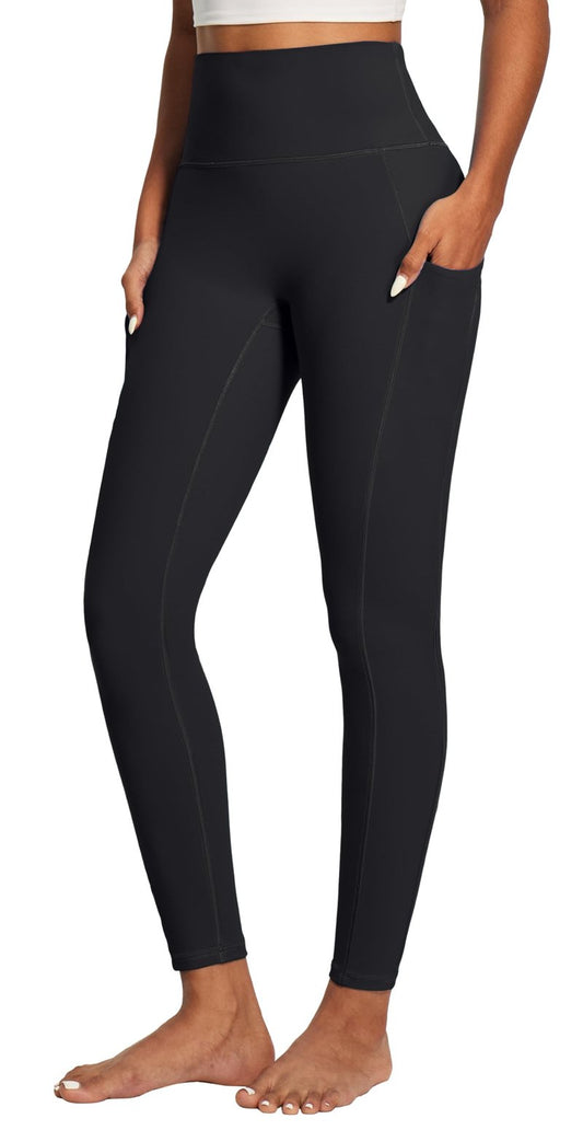 IUGA Compression Leggings for Women Tummy Control No Front Seam Leggings with Pockets High Waisted Workout Yoga Pants Black