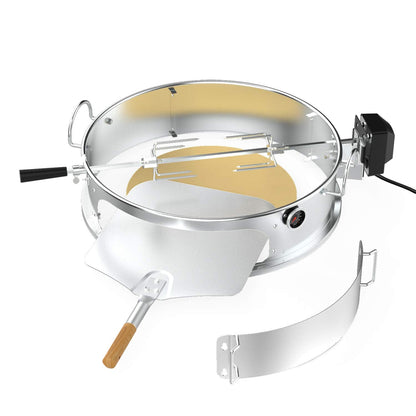 Onlyfire Stainless Steel Pizza Ring Kit with Rotisserie,pizza stone and shovel, Multifunctional BBQ Kit, for Roasting Chicken and Cooking Pizza, fits Most 57CM Charcoal Kettle Grills