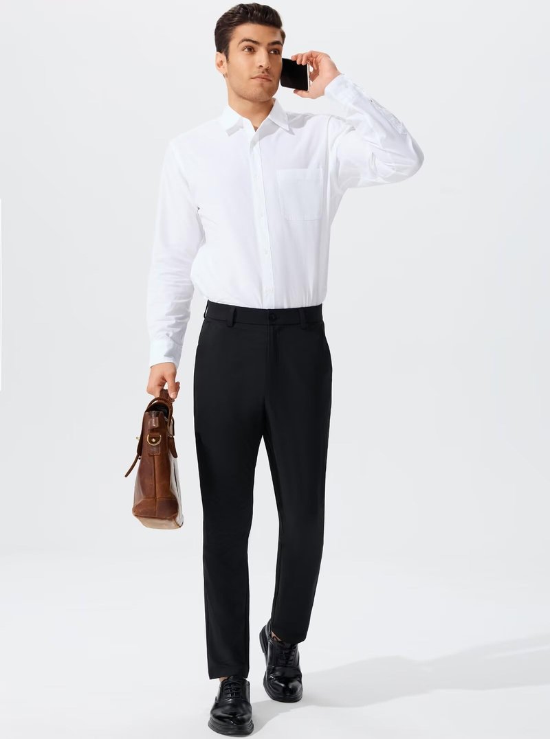 QPNGRP Men's Golf Pants 30"/32"/34" Inseam Lightweight Stretch Work Dress Pants Black 33Wx32L