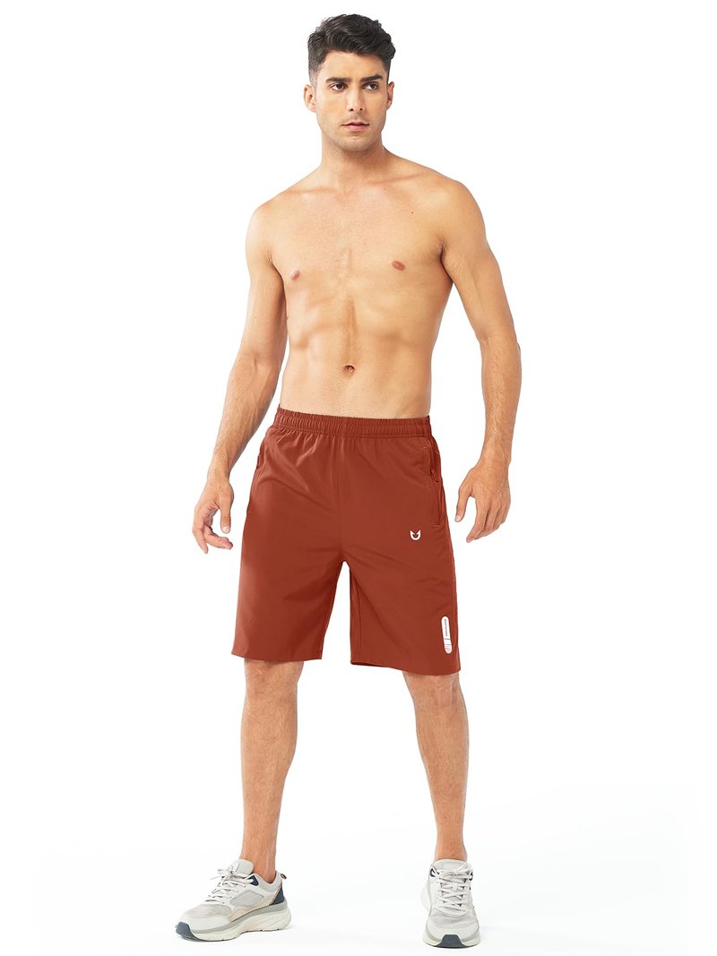 NORTHYARD Men's Athletic Running Shorts Gym Workout 7"/9"/5" Quick Dry Lightweight Sports Basketball Tennis 3 Zipper Pockets REDCLAY-9inch L