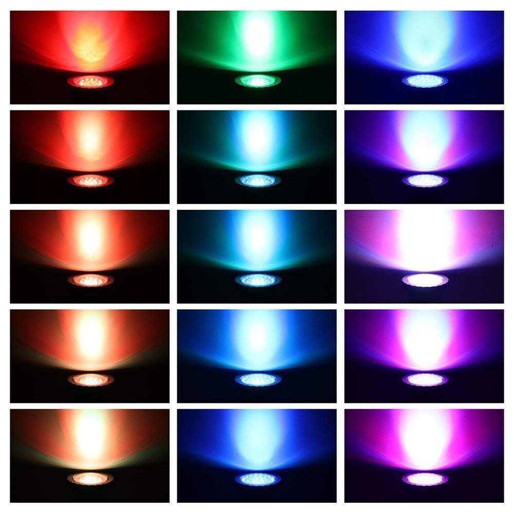 COVVY Waterproof Underwater Spot Lights Multicolour RGB Aquarium Lights with Remote Control for Garden Pond Fish Tank Swimming Pool,UK Plug (Set of 1 Light)