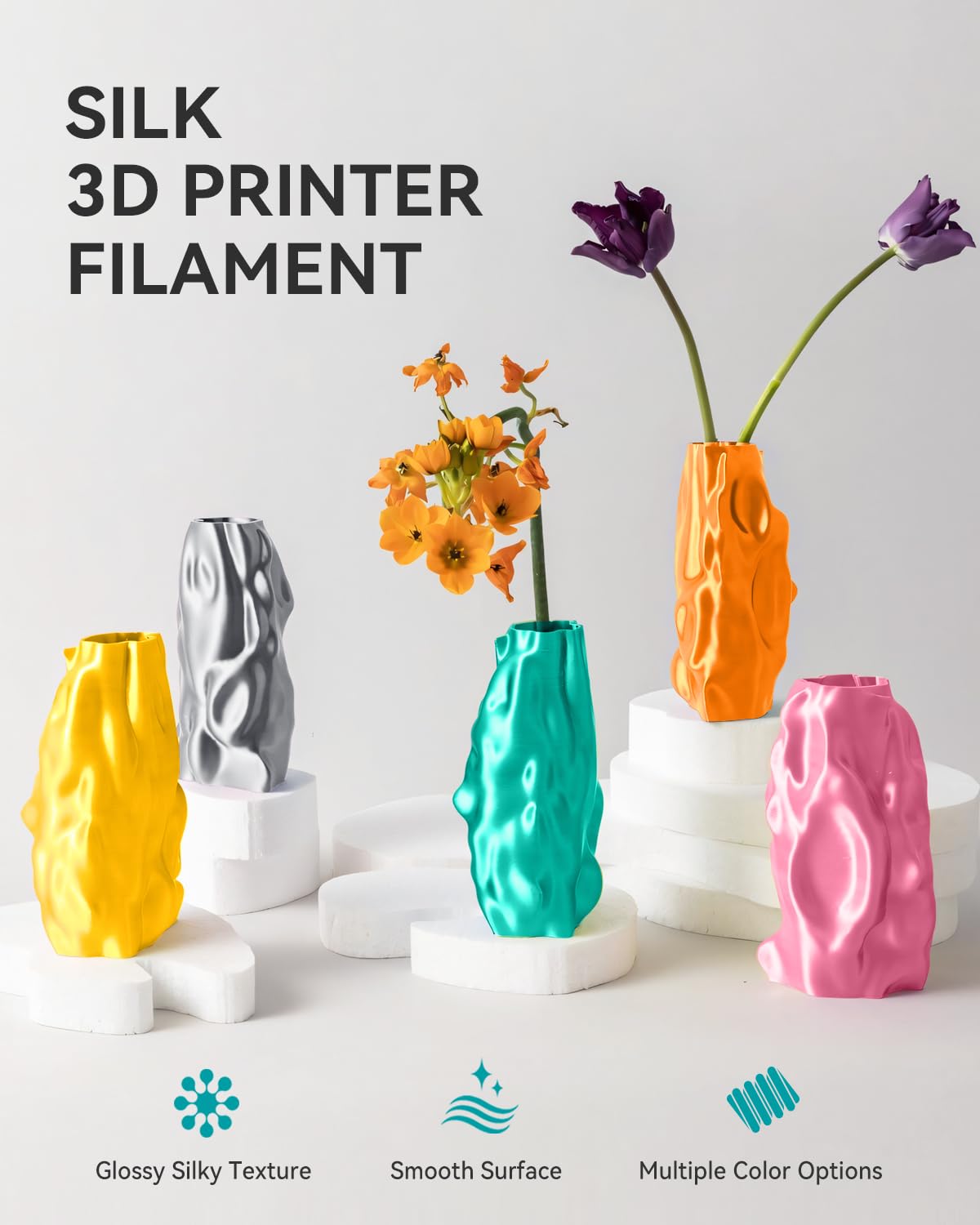 SUNLU Silk PLA+ Filament, Shiny Metallic Silk 3D Filament 1.75mm, High Strength PLA Plus 3D Printer Filament, 1KG Spool, Light Gold