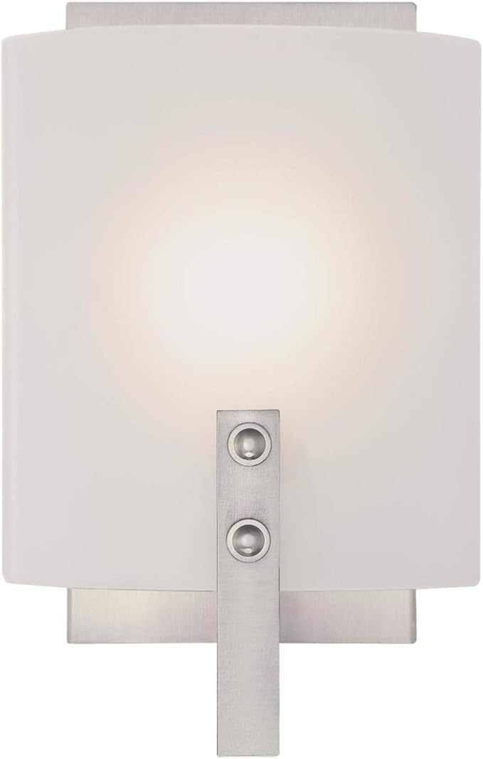 Westinghouse 6369500 Enzo James One Indoor Fixture, Finish Wall Sconce, 1-Light, Brushed Nickel Frosted Glass