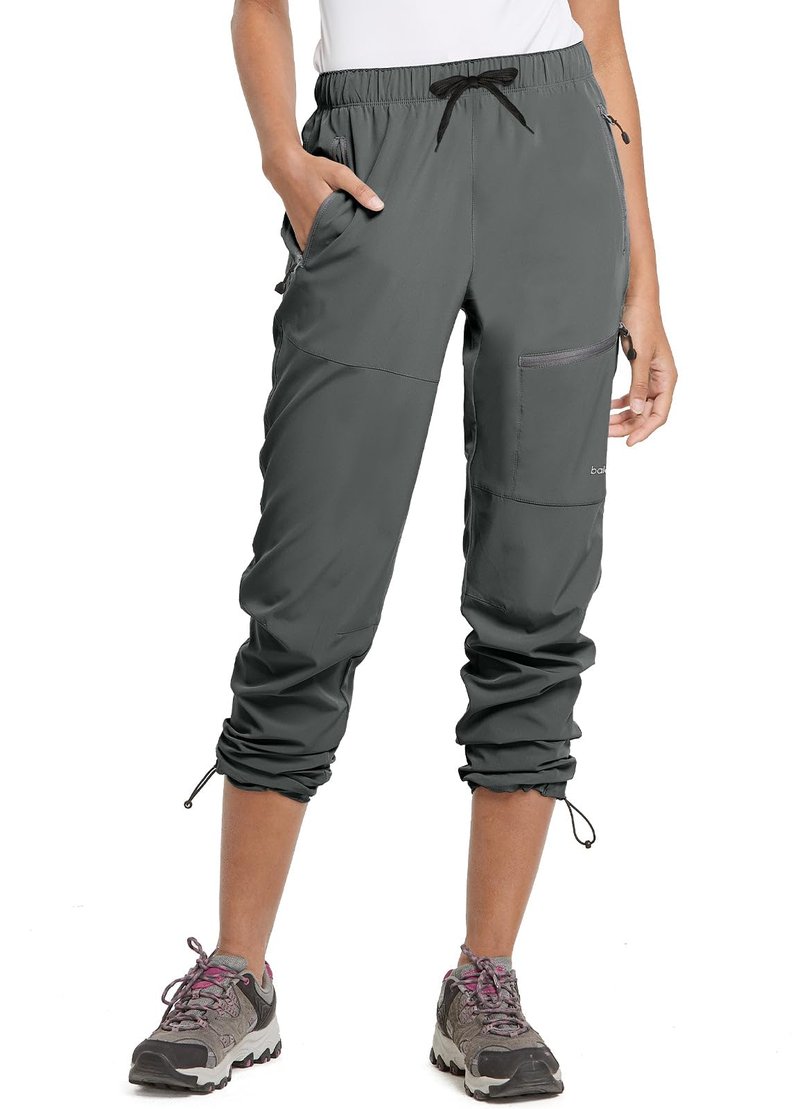 baleaf Women's Hiking Pants Quick Dry Water Resistant Lightweight Joggers Pant for All Seasons Elastic Waist Steel Gray Size XL