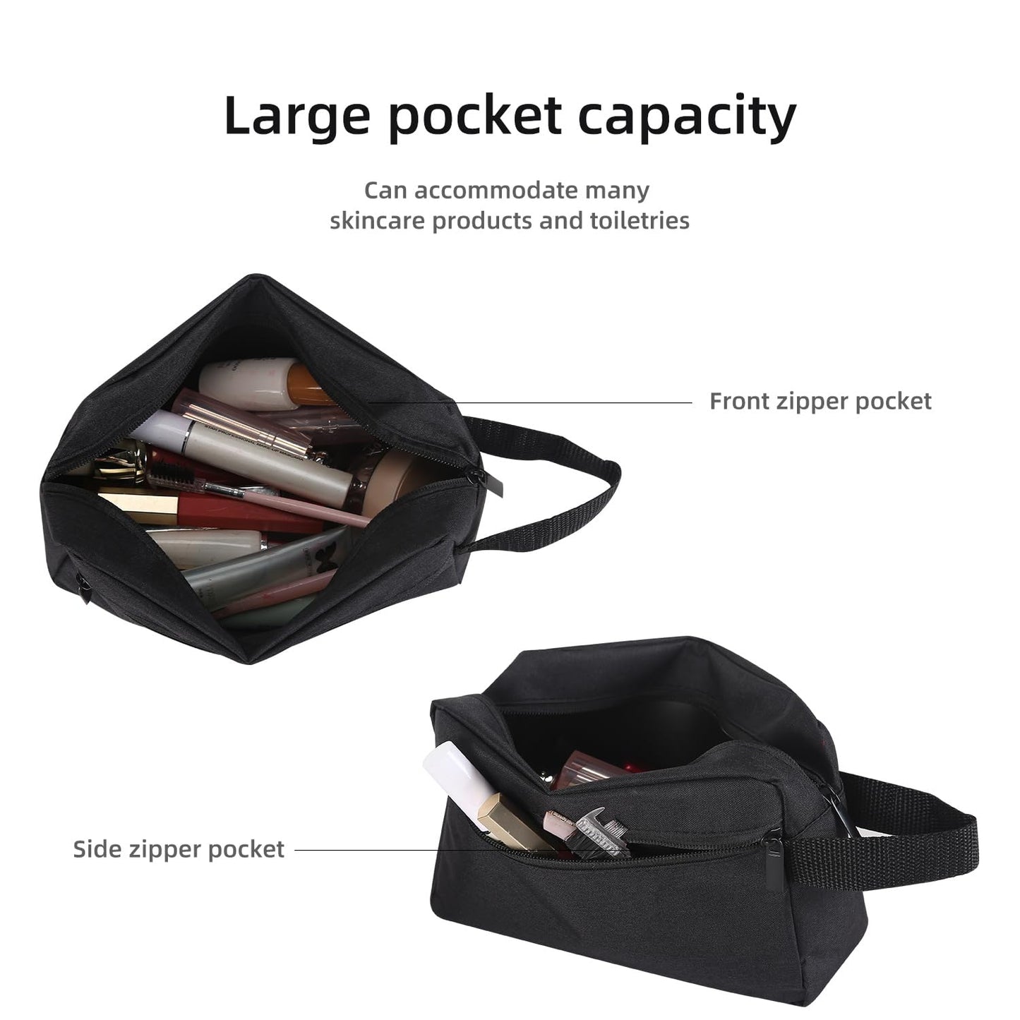 Icramsy Travel Toiletry bag Toiletry bag for women men Hanging Cosmetic bag Travel accessories for Women Men (Black)
