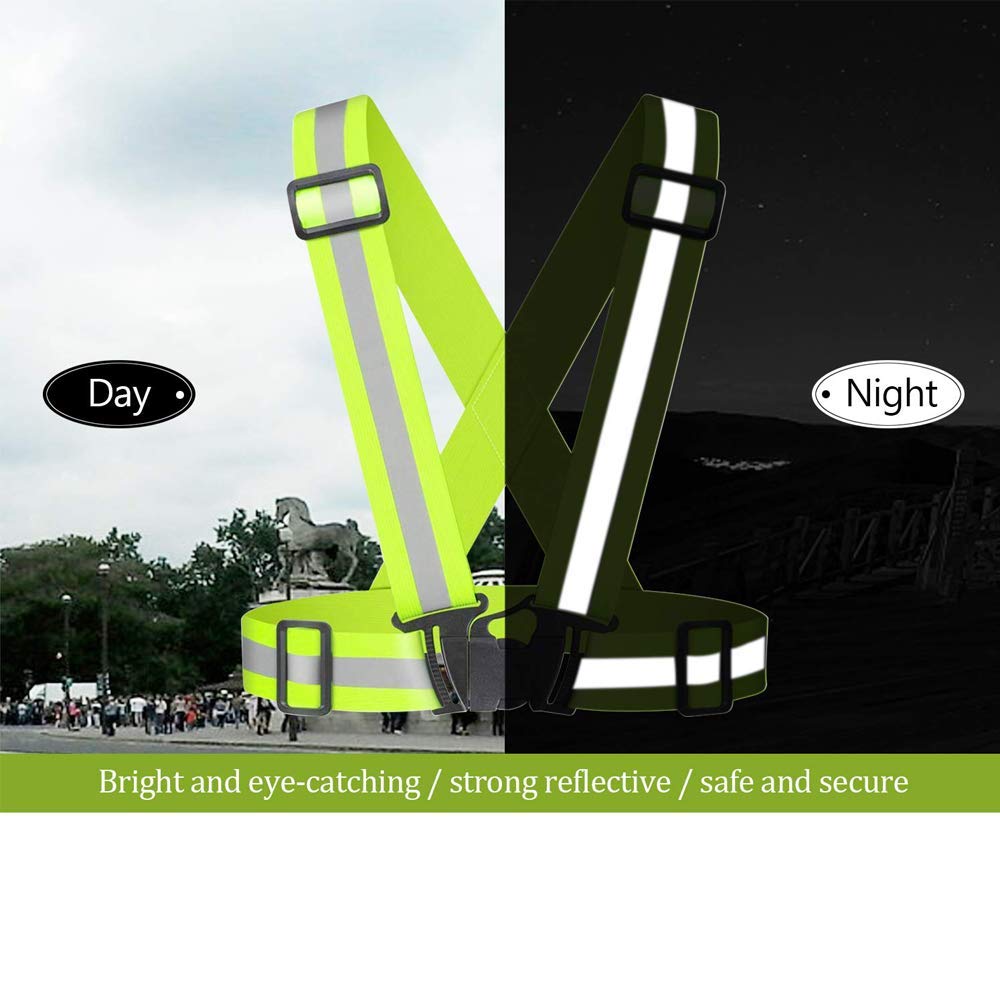 2 Pcs Reflective Vest Adjustable Reflective Running Gear Safety Vest Waist Belt Stripes Jacket High Visibility for Outdoor Jogging, Cycling, Walking, Safety Work, Motorcycle Riding and Running
