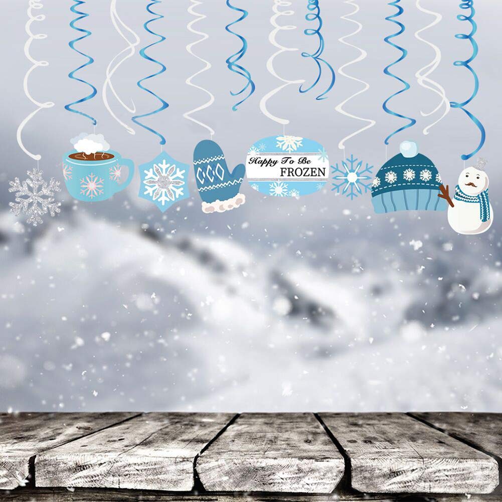 Christmas Snowman,Snowflake,Winter,Snow Hanging Swirl Decorations for Festival,Party,Together,Celling,Classroom,Home,Office,Bedroom(30Ct)